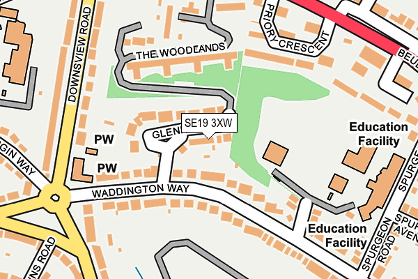 SE19 3XW map - OS OpenMap – Local (Ordnance Survey)