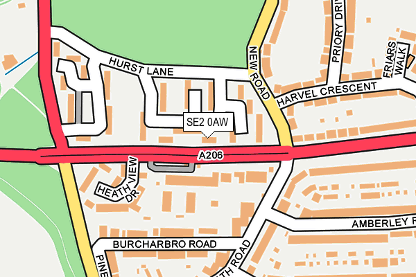 SE2 0AW map - OS OpenMap – Local (Ordnance Survey)