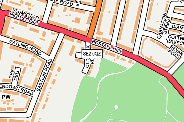 SE2 0QZ map - OS OpenMap – Local (Ordnance Survey)