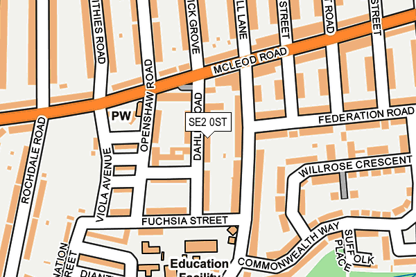 SE2 0ST map - OS OpenMap – Local (Ordnance Survey)