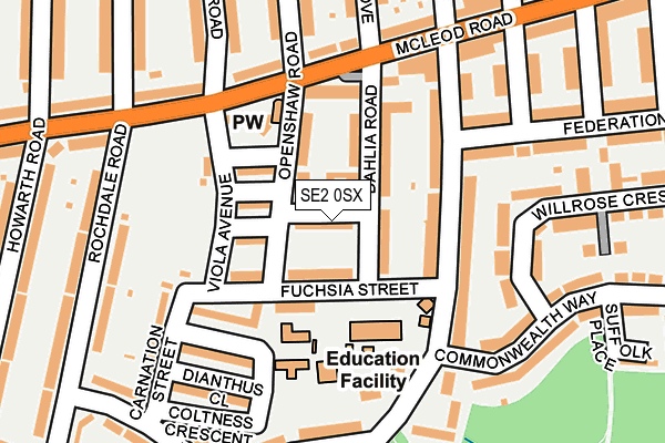 SE2 0SX map - OS OpenMap – Local (Ordnance Survey)