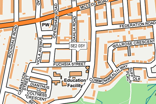 SE2 0SY map - OS OpenMap – Local (Ordnance Survey)