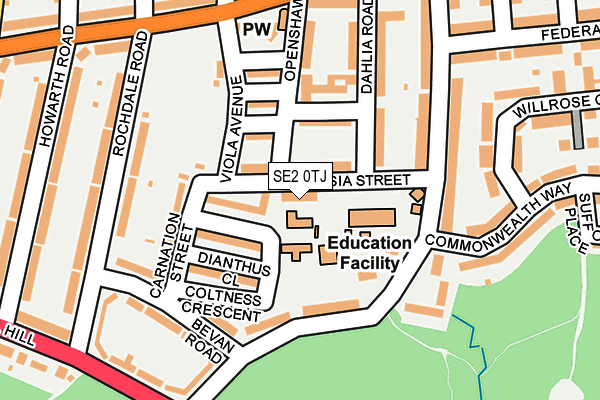 SE2 0TJ map - OS OpenMap – Local (Ordnance Survey)