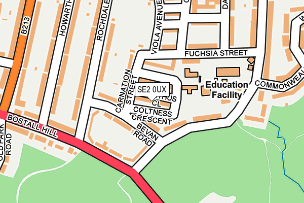 SE2 0UX map - OS OpenMap – Local (Ordnance Survey)