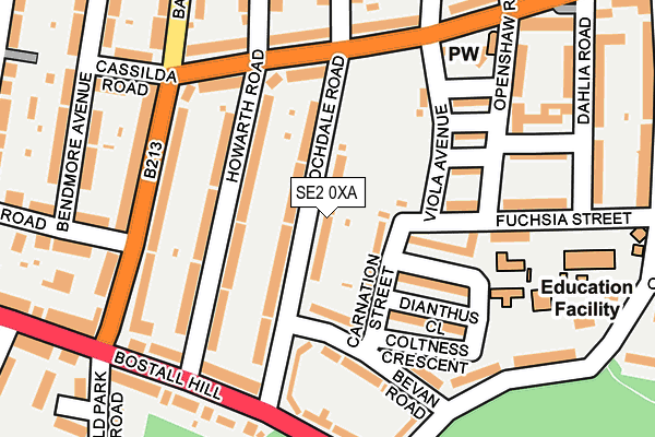 SE2 0XA map - OS OpenMap – Local (Ordnance Survey)