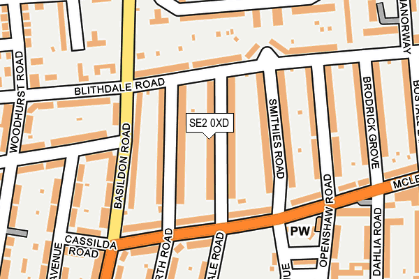 SE2 0XD map - OS OpenMap – Local (Ordnance Survey)