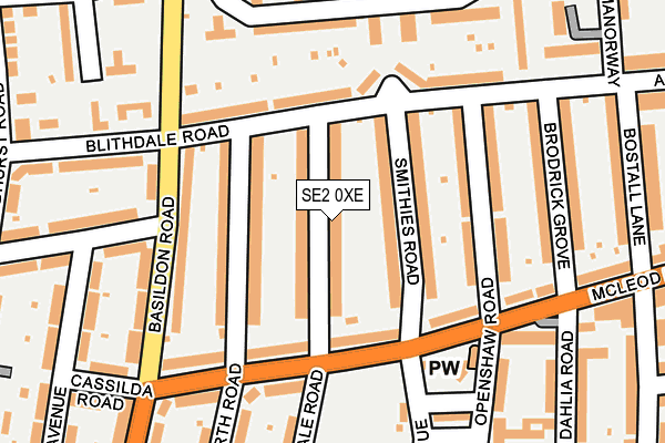 SE2 0XE map - OS OpenMap – Local (Ordnance Survey)