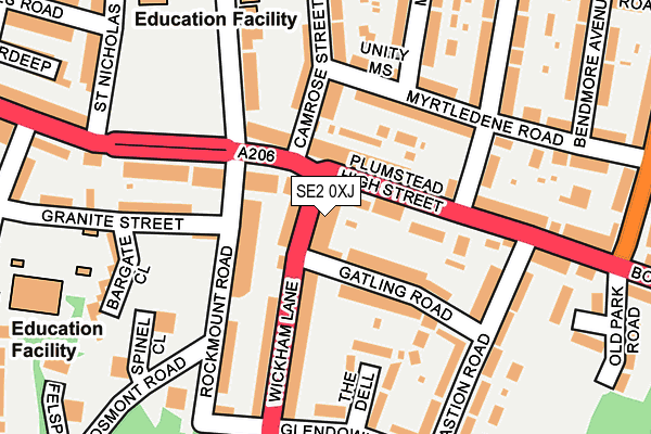 SE2 0XJ map - OS OpenMap – Local (Ordnance Survey)