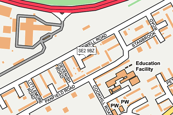 SE2 9BZ map - OS OpenMap – Local (Ordnance Survey)