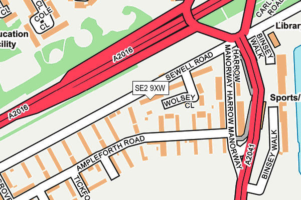 SE2 9XW map - OS OpenMap – Local (Ordnance Survey)