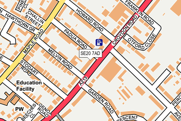 SE20 7AD map - OS OpenMap – Local (Ordnance Survey)