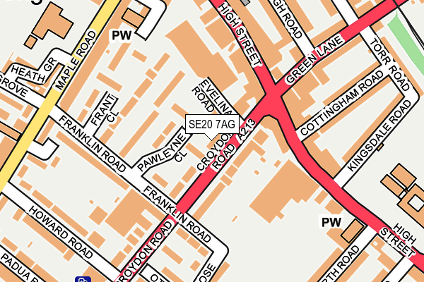 SE20 7AG map - OS OpenMap – Local (Ordnance Survey)