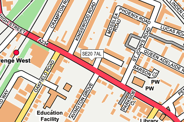 SE20 7AL map - OS OpenMap – Local (Ordnance Survey)