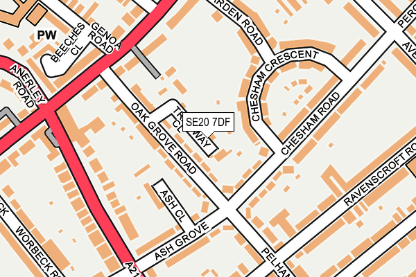 SE20 7DF map - OS OpenMap – Local (Ordnance Survey)