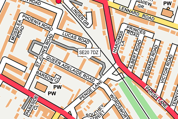 SE20 7DZ map - OS OpenMap – Local (Ordnance Survey)