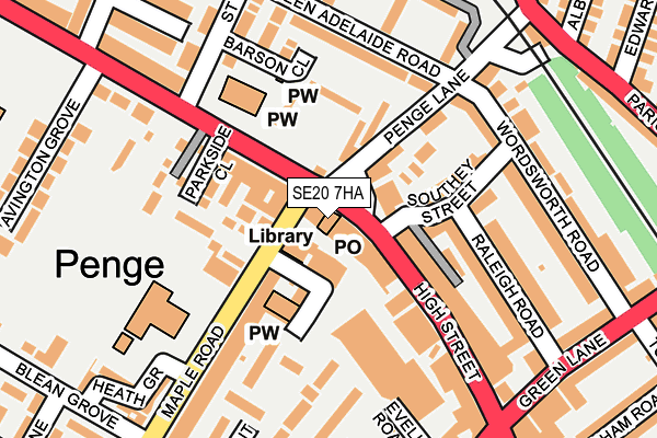 SE20 7HA map - OS OpenMap – Local (Ordnance Survey)