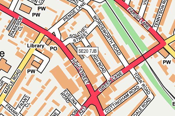 SE20 7JB map - OS OpenMap – Local (Ordnance Survey)