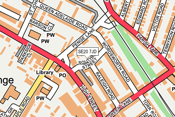 SE20 7JD map - OS OpenMap – Local (Ordnance Survey)