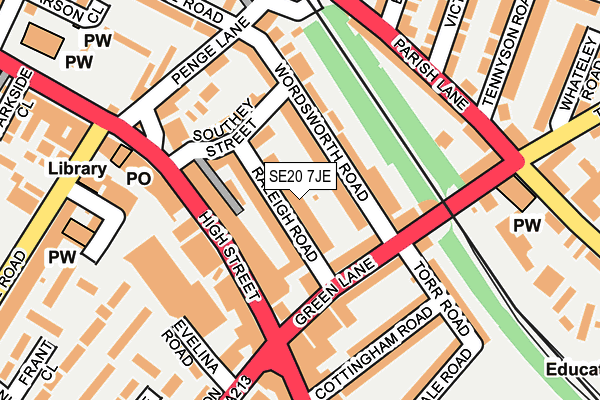 SE20 7JE map - OS OpenMap – Local (Ordnance Survey)