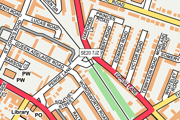 SE20 7JZ map - OS OpenMap – Local (Ordnance Survey)