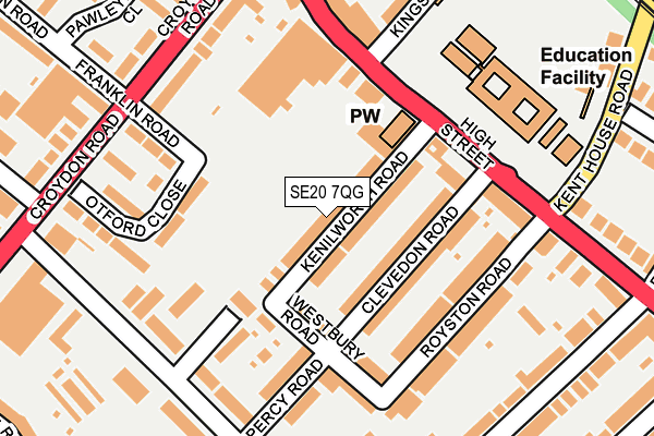 SE20 7QG map - OS OpenMap – Local (Ordnance Survey)