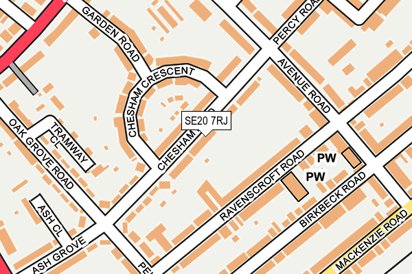 SE20 7RJ map - OS OpenMap – Local (Ordnance Survey)