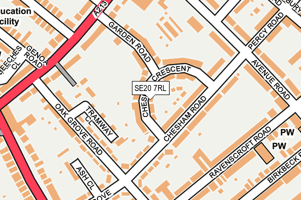 SE20 7RL map - OS OpenMap – Local (Ordnance Survey)