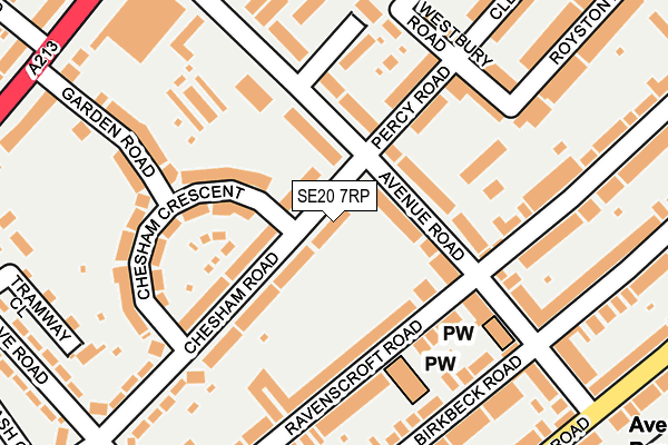 SE20 7RP map - OS OpenMap – Local (Ordnance Survey)