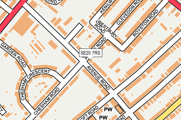 SE20 7RS map - OS OpenMap – Local (Ordnance Survey)