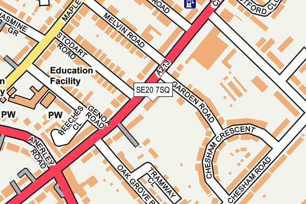 SE20 7SQ map - OS OpenMap – Local (Ordnance Survey)