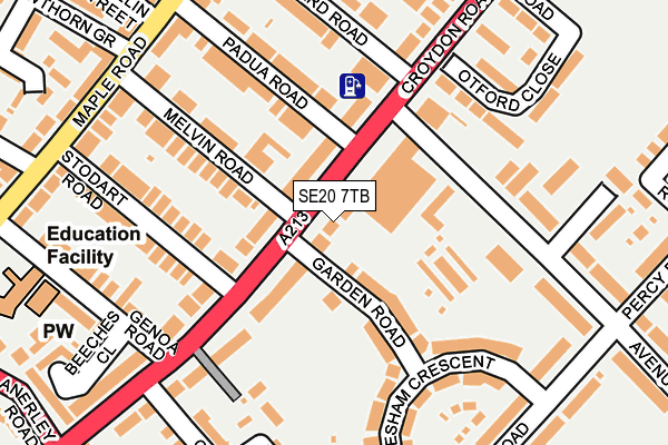 SE20 7TB map - OS OpenMap – Local (Ordnance Survey)