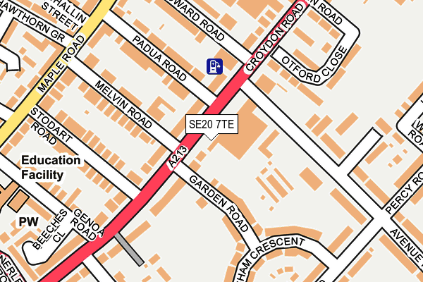 SE20 7TE map - OS OpenMap – Local (Ordnance Survey)