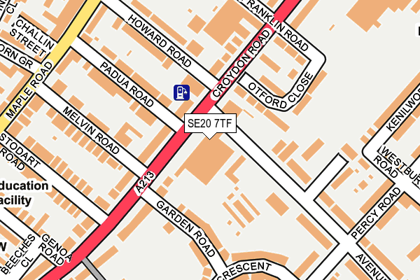 SE20 7TF map - OS OpenMap – Local (Ordnance Survey)