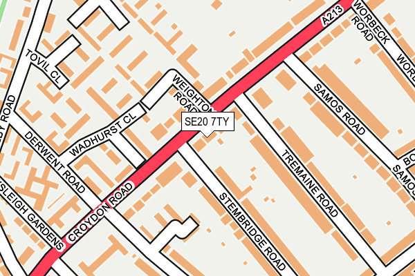 SE20 7TY map - OS OpenMap – Local (Ordnance Survey)