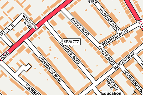 SE20 7TZ map - OS OpenMap – Local (Ordnance Survey)