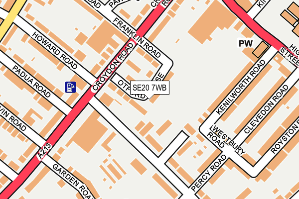 SE20 7WB map - OS OpenMap – Local (Ordnance Survey)