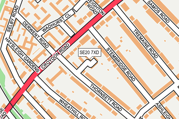 SE20 7XD map - OS OpenMap – Local (Ordnance Survey)