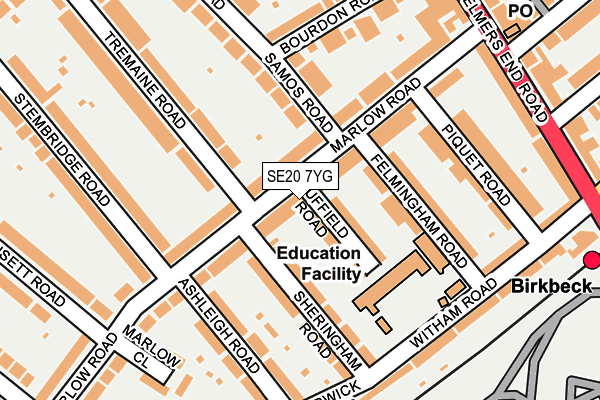 SE20 7YG map - OS OpenMap – Local (Ordnance Survey)