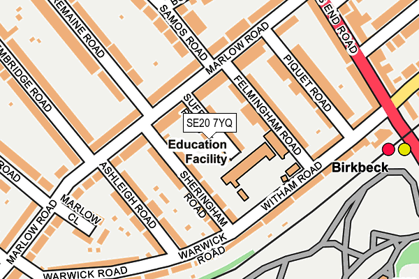 SE20 7YQ map - OS OpenMap – Local (Ordnance Survey)
