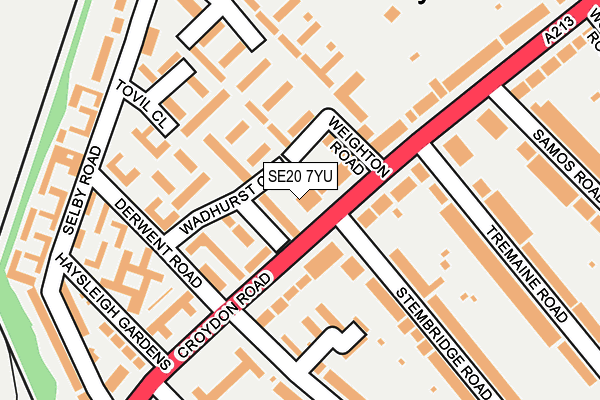 SE20 7YU map - OS OpenMap – Local (Ordnance Survey)