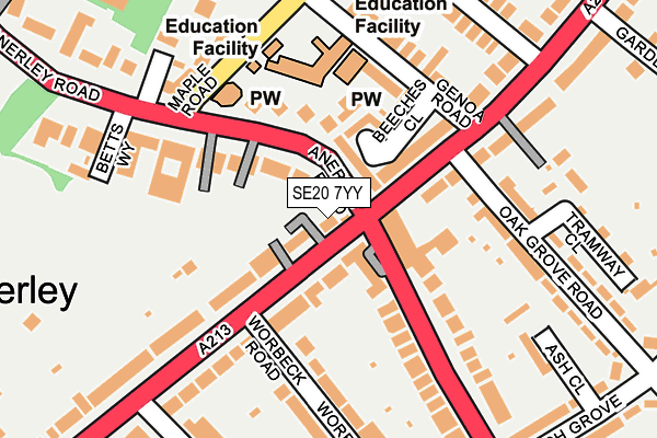 SE20 7YY map - OS OpenMap – Local (Ordnance Survey)