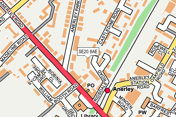 SE20 8AE map - OS OpenMap – Local (Ordnance Survey)
