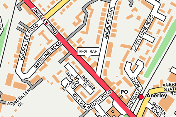 SE20 8AF map - OS OpenMap – Local (Ordnance Survey)