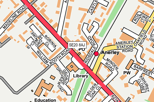 SE20 8AJ map - OS OpenMap – Local (Ordnance Survey)