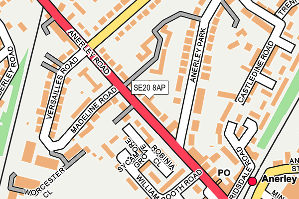 SE20 8AP map - OS OpenMap – Local (Ordnance Survey)