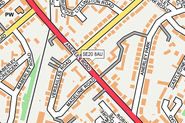 SE20 8AU map - OS OpenMap – Local (Ordnance Survey)