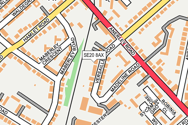 SE20 8AX map - OS OpenMap – Local (Ordnance Survey)