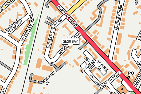 SE20 8AY map - OS OpenMap – Local (Ordnance Survey)