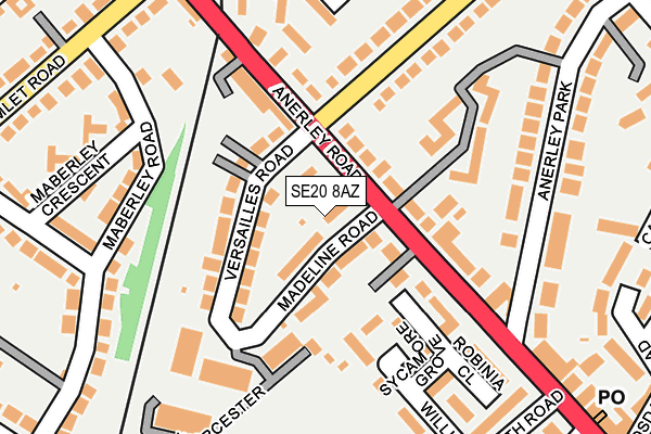 SE20 8AZ map - OS OpenMap – Local (Ordnance Survey)