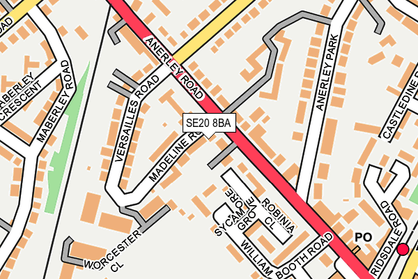 SE20 8BA map - OS OpenMap – Local (Ordnance Survey)